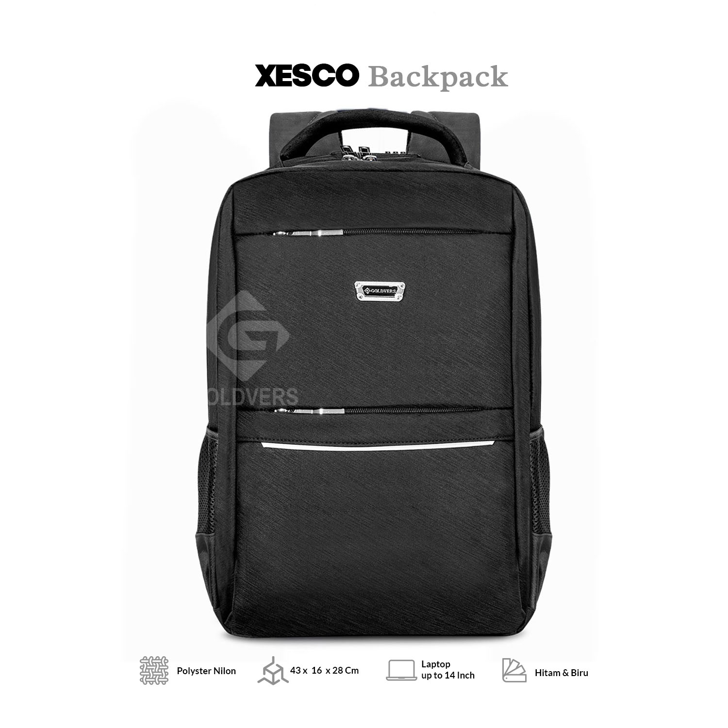 XESCO - Tas Ransel Polo Kerja Sekolah Kuliah Backpack Polo Pria Port USB Lock Key